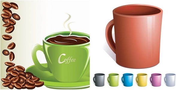 coffee coffee beans mugs vector