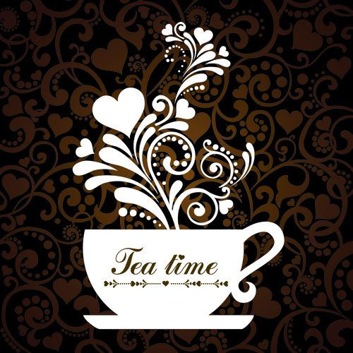 coffee cup with floral background vector 