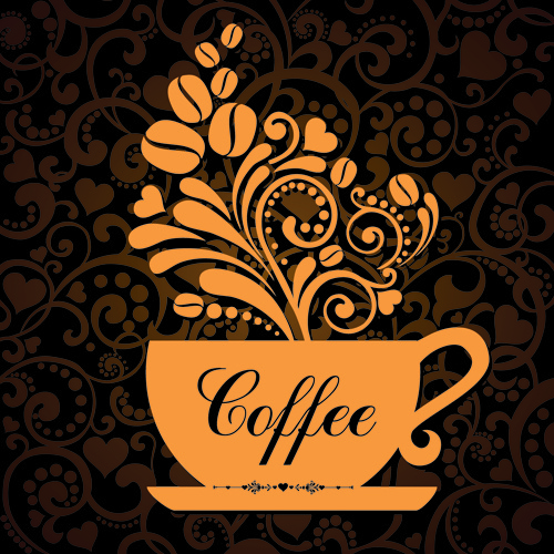 coffee cup with floral background vector