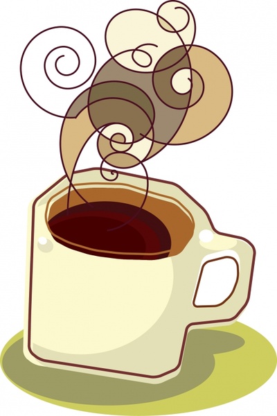 coffee advertising background colored flat handdrawn sketch