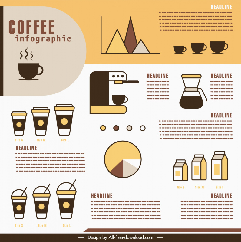 coffee infographic template flat classical geometry 