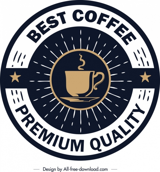 coffee label template classical circle design cup icon