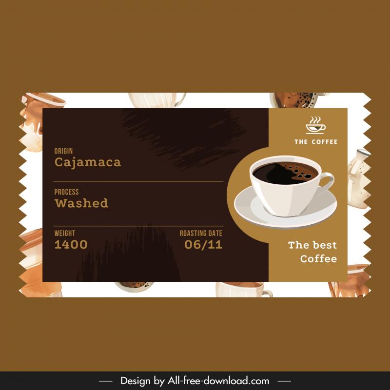  coffee label template elegant classic cups decor 