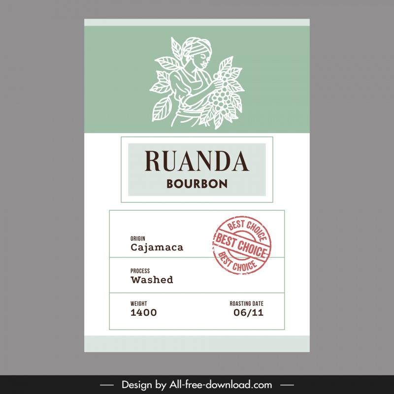   coffee label template flat handdrawn woman plantation cafe tree 