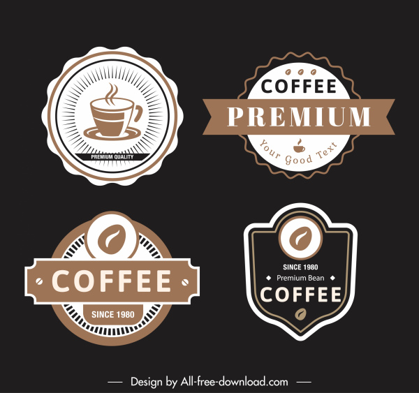 coffee labels templates elegant classic shapes