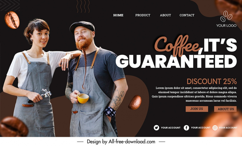 coffee landing page template happy couple