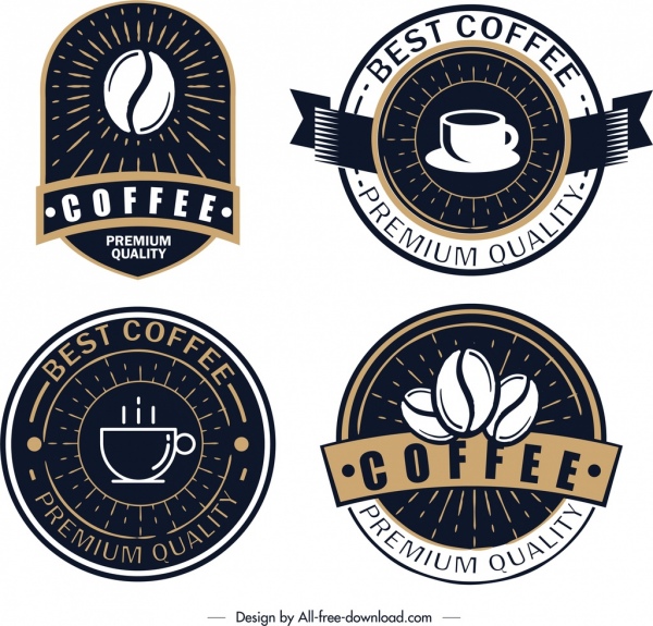 coffee logo templates classical dark design