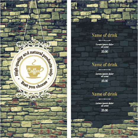coffee menu cover and list vector