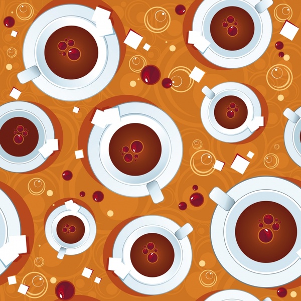 coffee background cup icons colored repeating decor