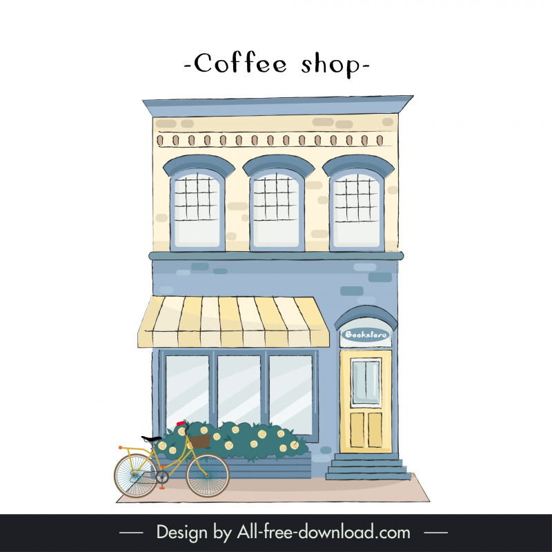 coffee shop design elements elegant handdrawn outline