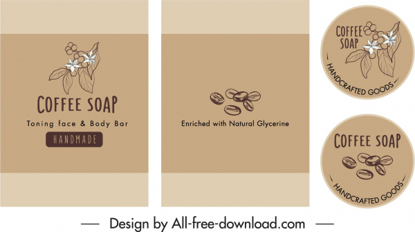 coffee soap labels templates classic handdrawn design