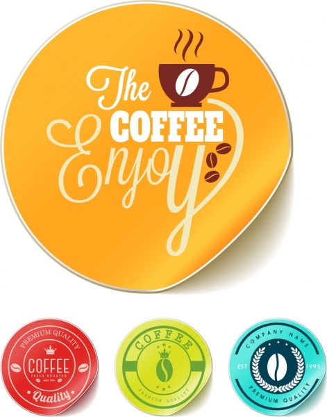 coffee stamp templates shiny colorful circle design