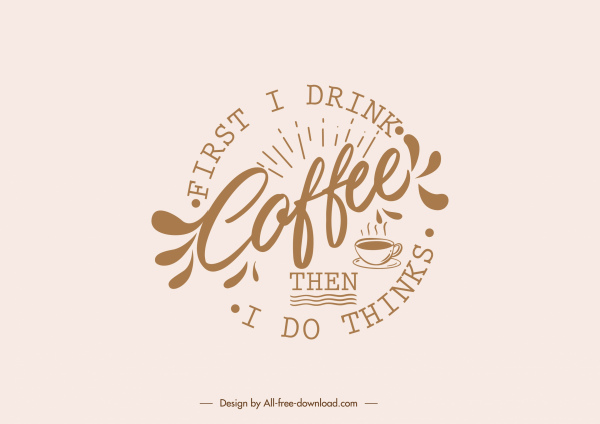 coffee style conceptual icon calligraphic decor flat sketch