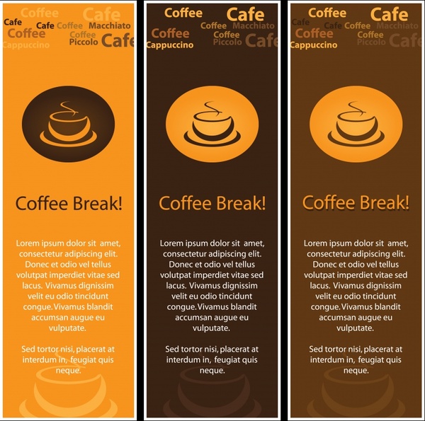 coffee banner templates classical brown decor cup sketch