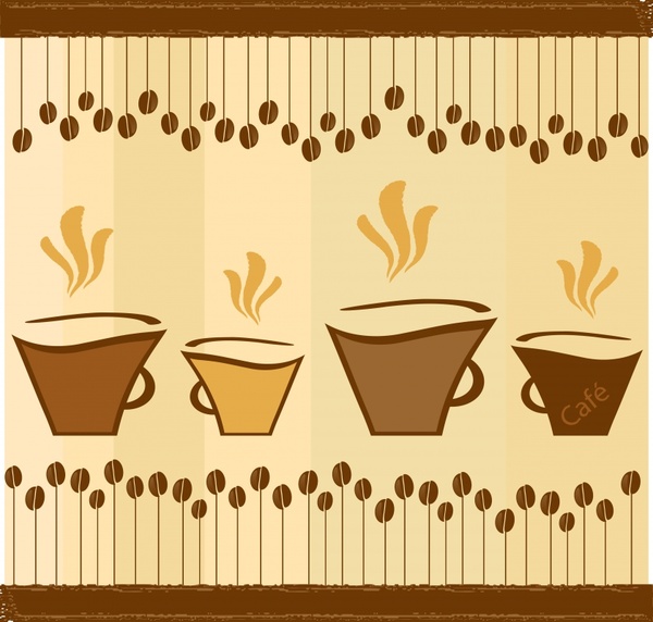 coffee background flat classical handdrawn beans cups sketch