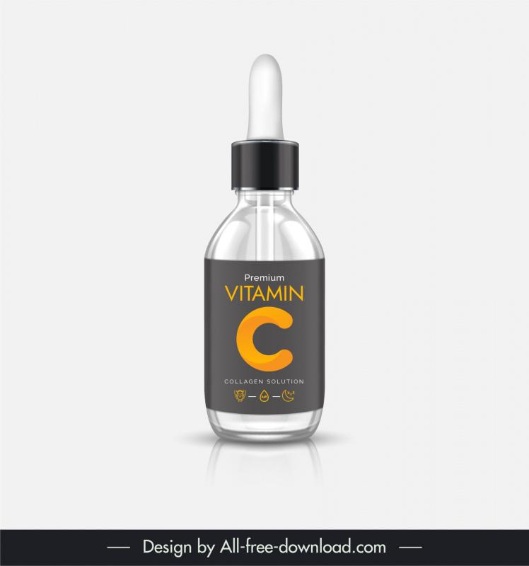 collagen serum bottle packaging template elegant contrast modern 