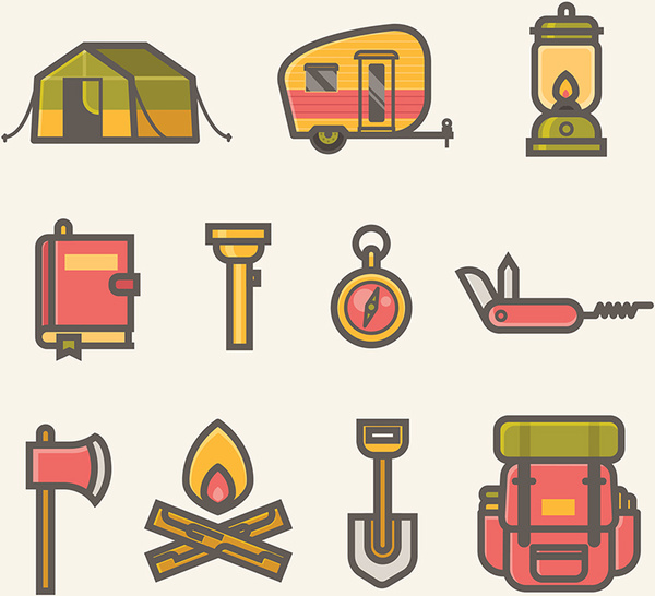 collection of camping icons