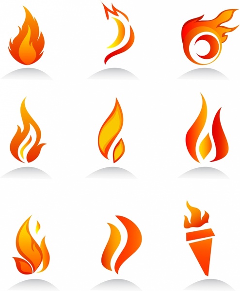 collection of fire icons and elements