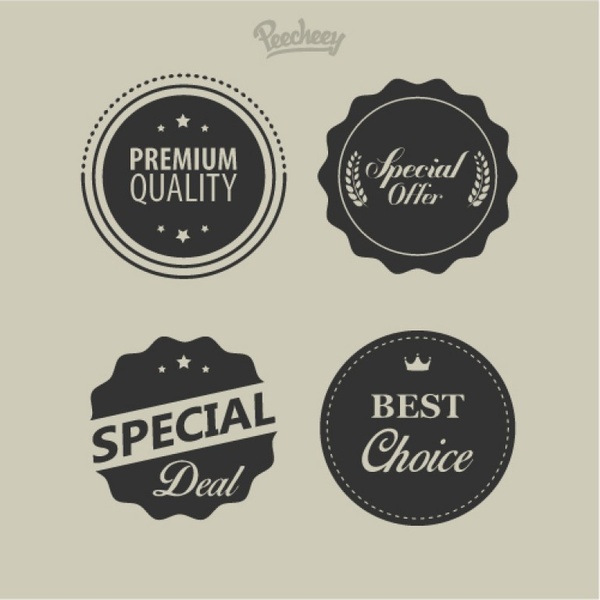 collection of retro vintage gray design labels