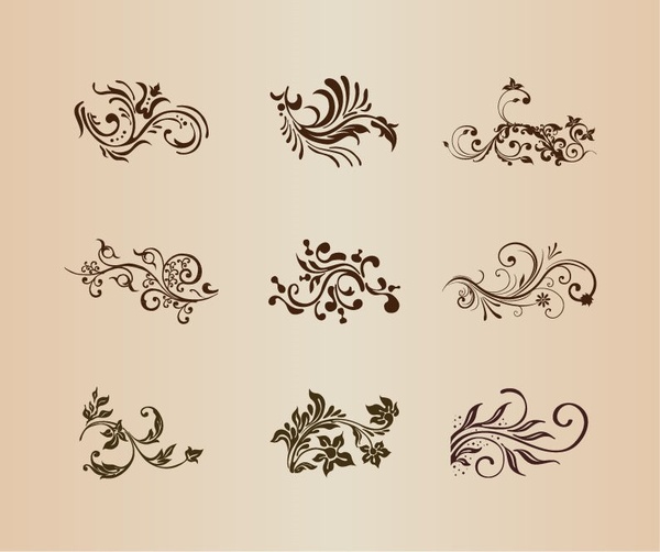 collection of vector design floral ornament elements