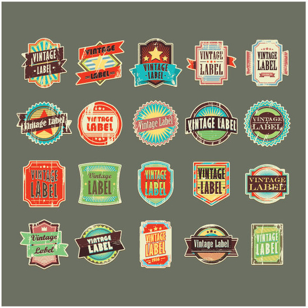 Collection of vintage labels Free vector in Encapsulated PostScript eps ...