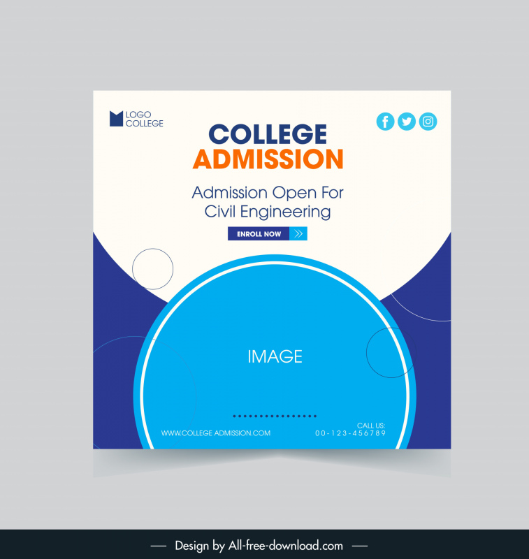 college admission advertising banner template flat circles decor
