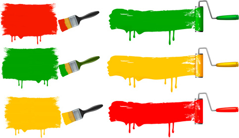 coloful paint brushes design elements