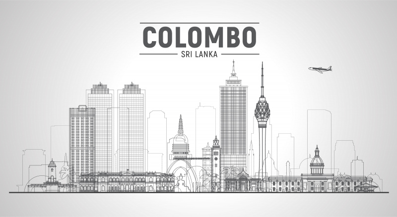 colombo sri lanka tourism banner template flat handdrawn modern infrastructures sketch