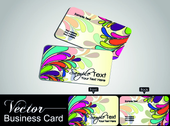 color floral business cards vector 