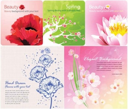 color flowers background graphics vector set