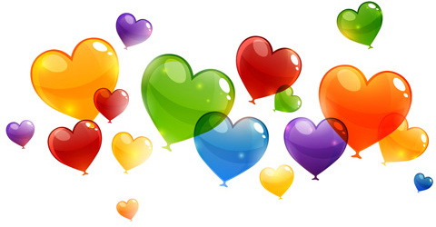 color heart balloons vector