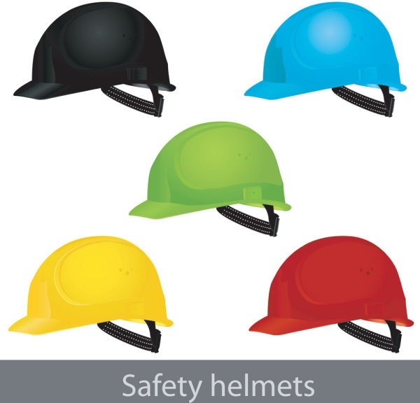 safety helmet icons collection realistic colorful design