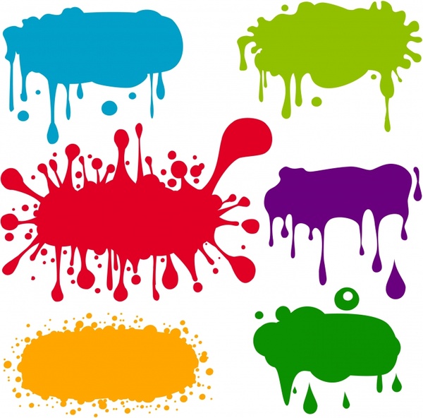 grunge ink marks icons multicolored flat splashing decor