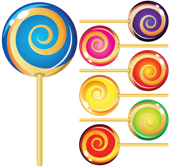 color lollipop vector set
