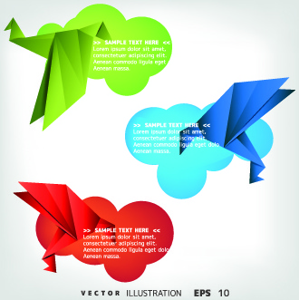 color origami birds background illustration