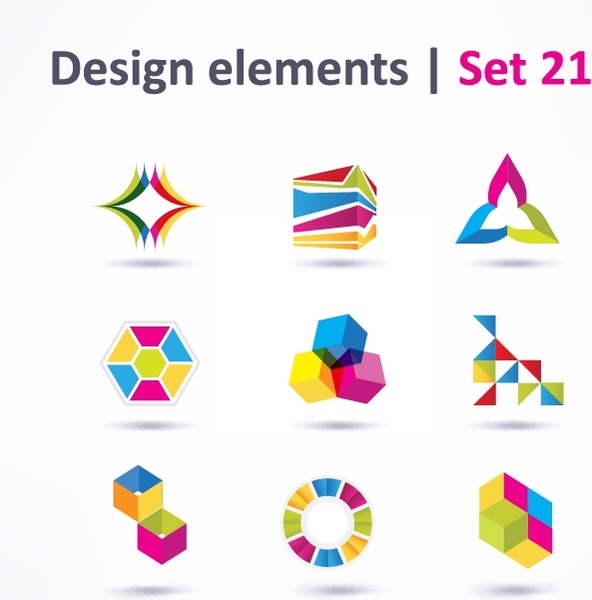 web icons templates colorful contemporary 3d geometric decor