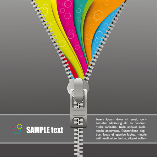 color zipper vector backgrounds set