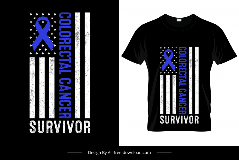 colorectal cancer survivor tshirt template retro grunge dark design