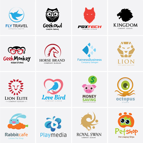 Colored animal logos vector Vectors graphic art designs in editable .ai