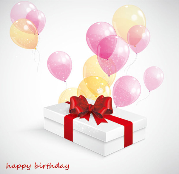 colored balloons and gifts vector