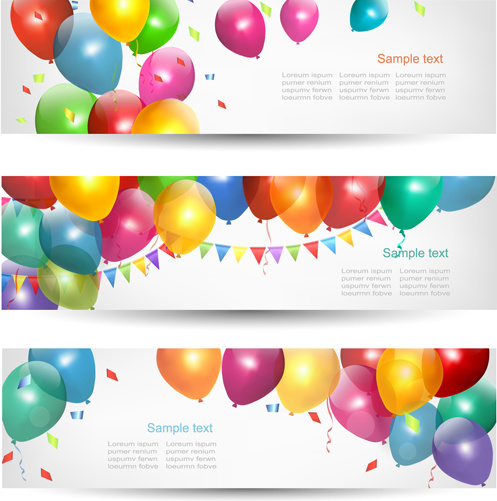 colored balloons banners set