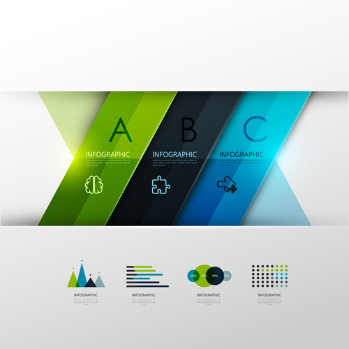 colored banner infographics elements vector