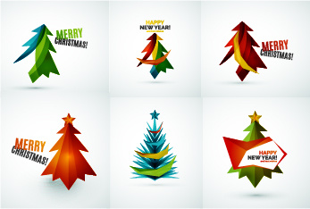 colored christmas tree with logos vector graphics