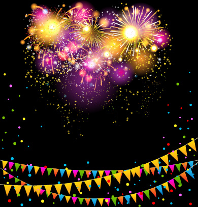 colored confetti with happy birthday background vector 