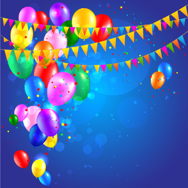 Colored confetti with happy birthday background vector ...