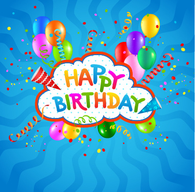 Colored confetti with happy birthday background vector Vectors graphic ...