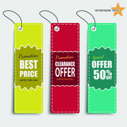 colored discount price tag vector graphics 