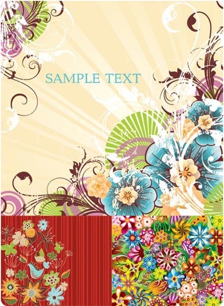 colored floral background art vector