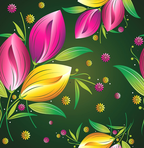 colored flower seamless pattern vector