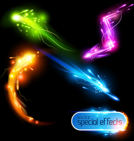 colored glowing light effects vector